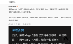 荣耀姜海荣：荣耀Magic6系列已经全面支持5.5G缩略图